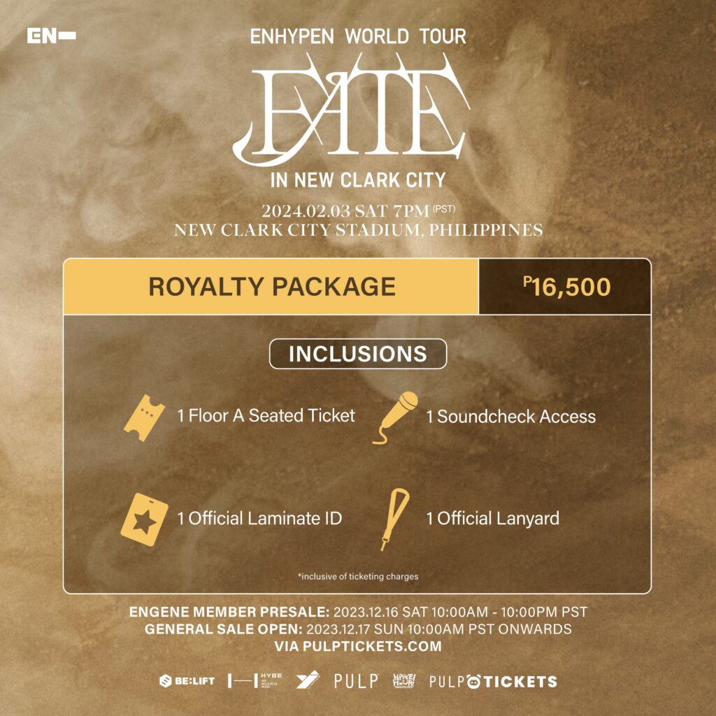 Enhypen Fate Tour Royalty Package Details