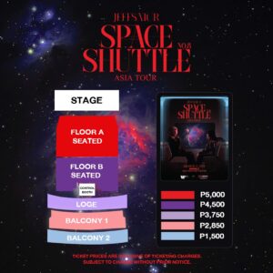 Jeff Satur Space Shuttle No. 8 Asia Tour in Manila Seat Plan