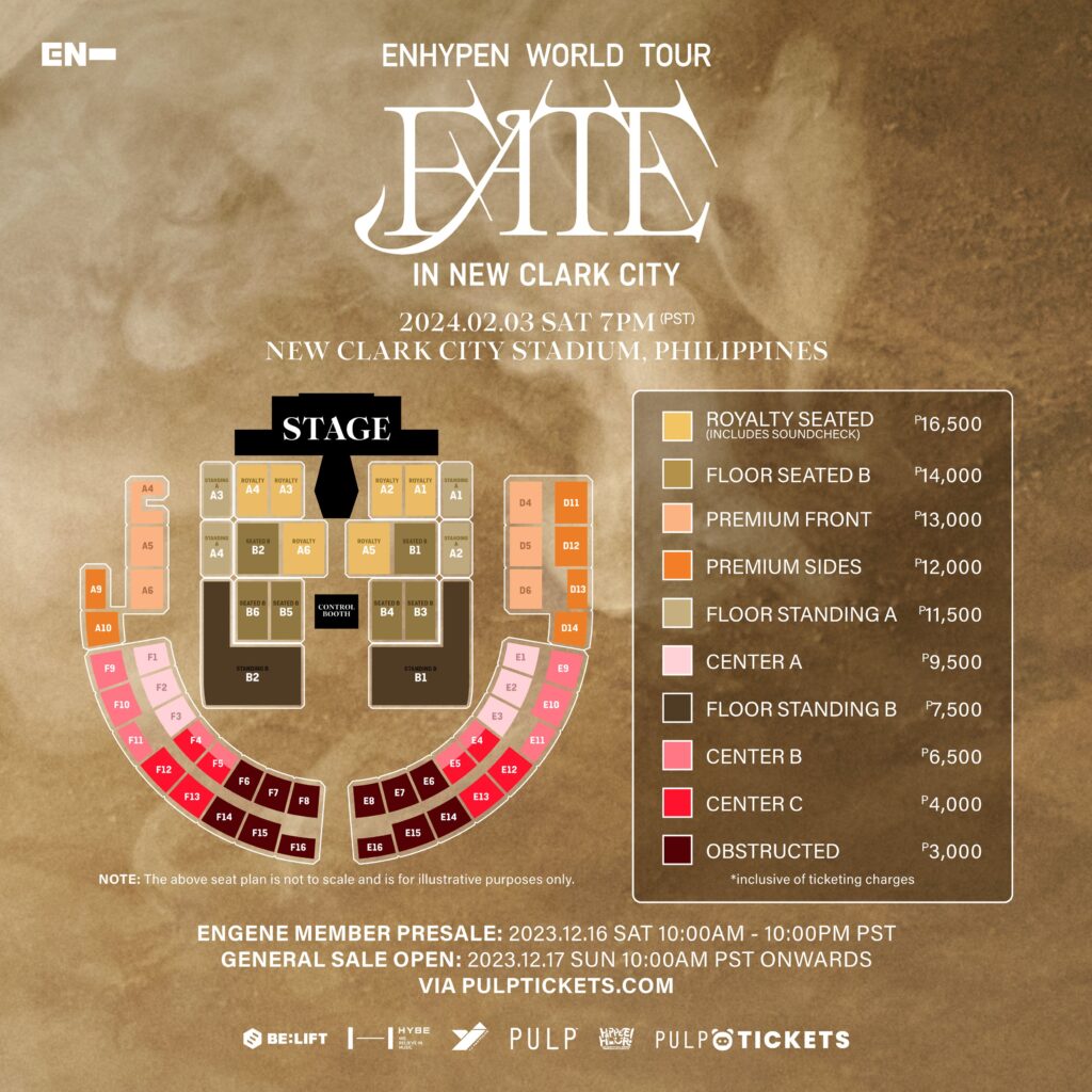 Enhypen Fate Tour in New Clark City Seatplan