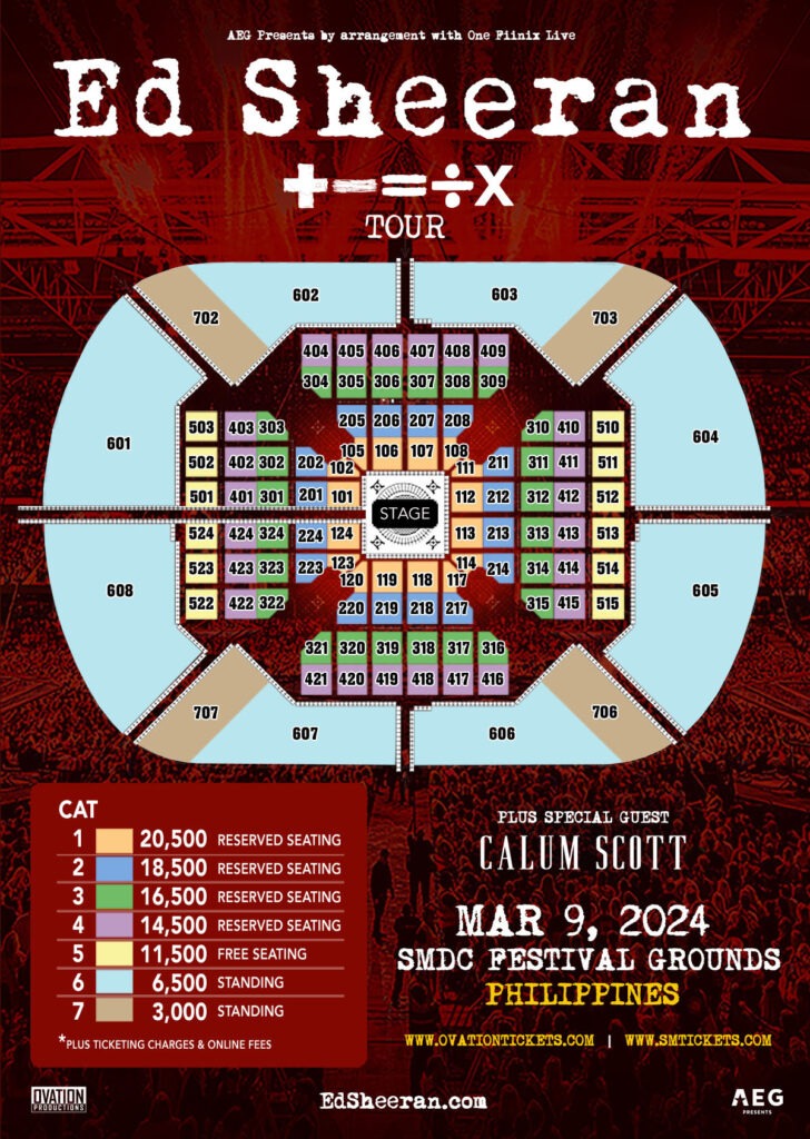 Ed Sheeran Manila Tour seat plan