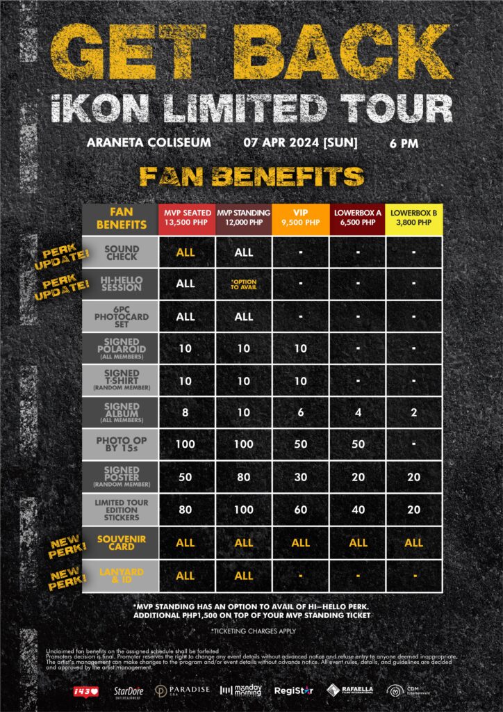 ikon limited tour manila fan benefits