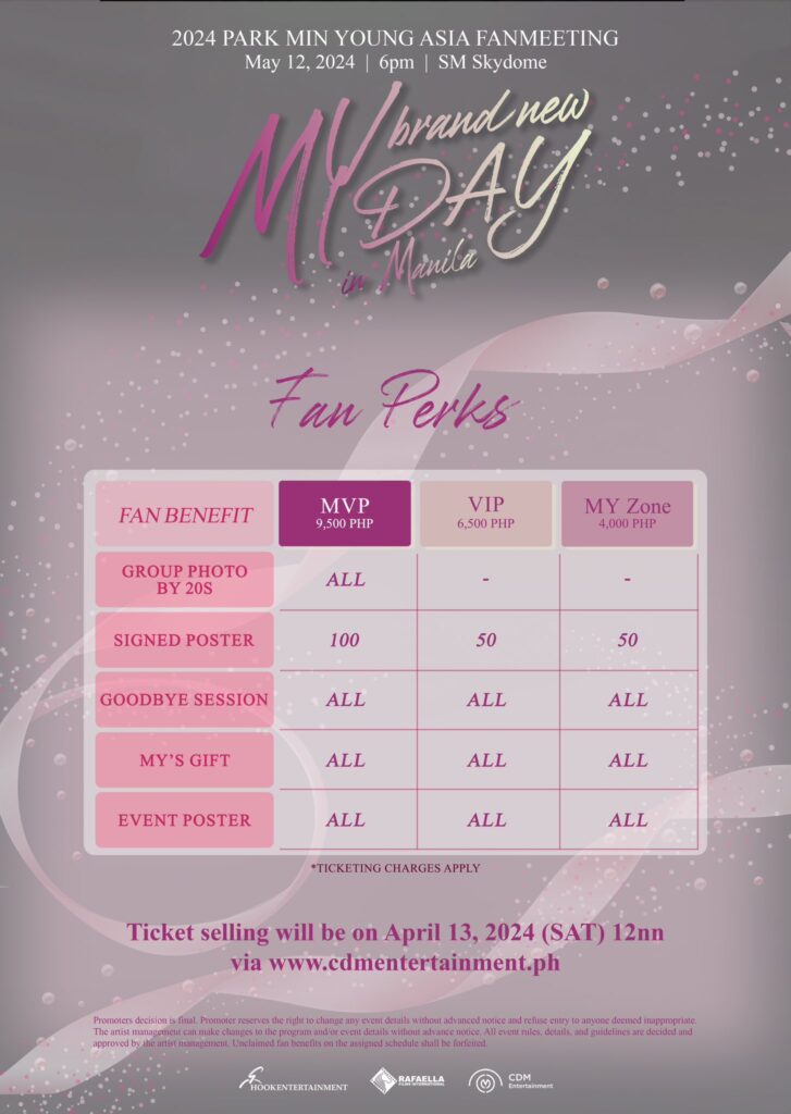 2024 Park Min Young Asia Fanmeeting My Brand New Day in Manila Fan Perks