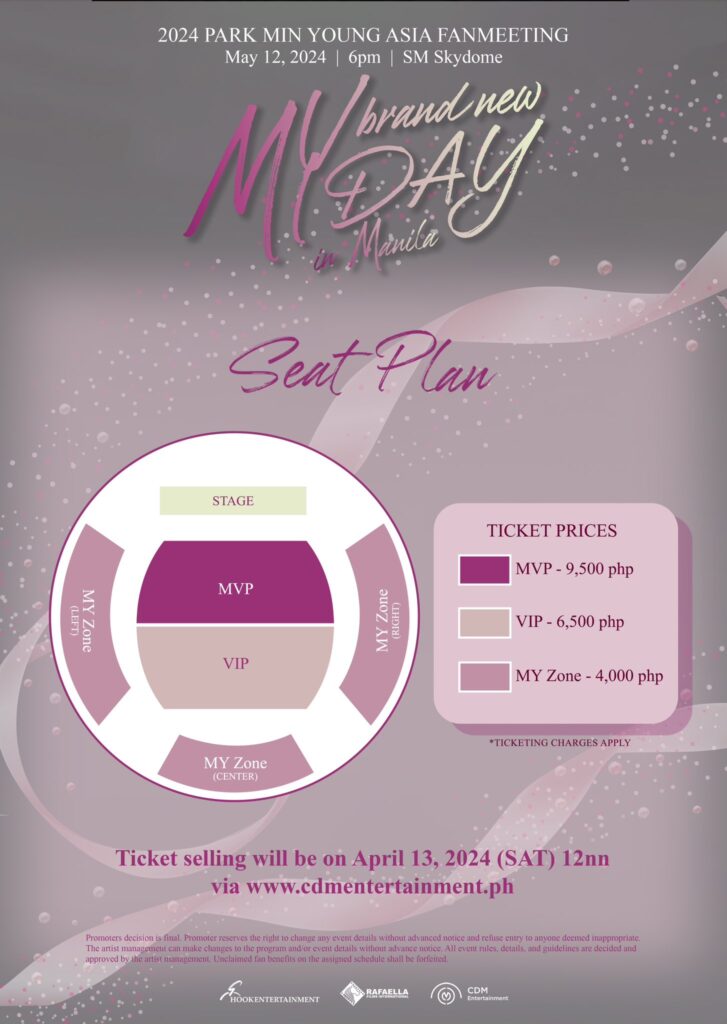 2024 Park Min Young Asia Fanmeeting My Brand New Day in Manila Ticket Details