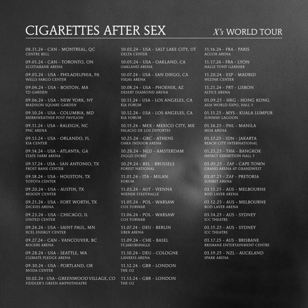 cigarettes after sex x's world tour dates