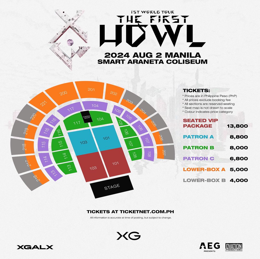 XG world tour manila seat plan ticket prices