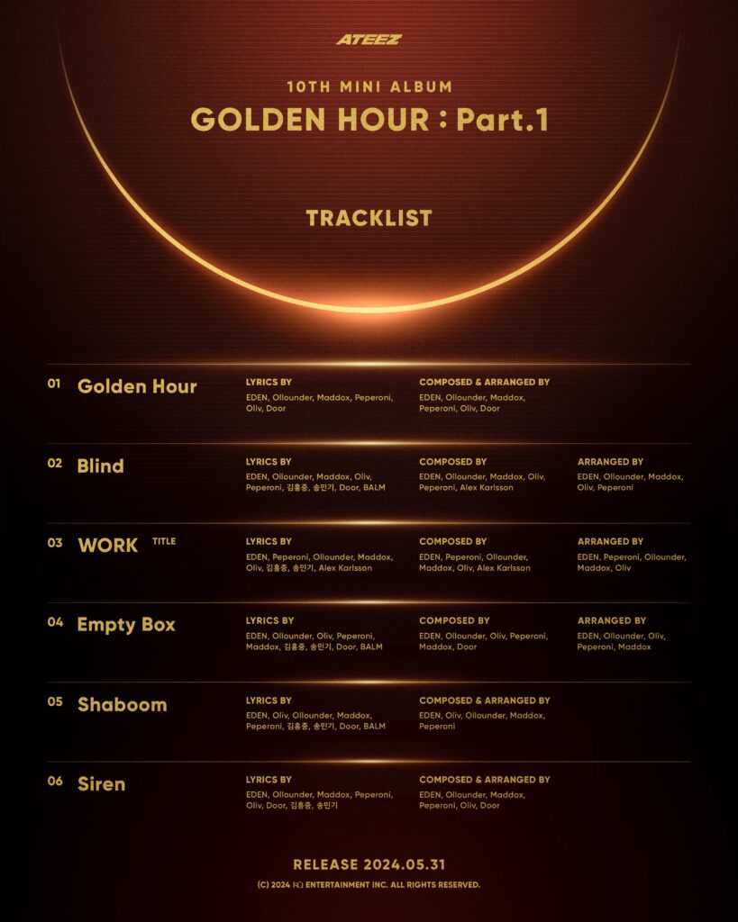 ateez golden hour tracklist