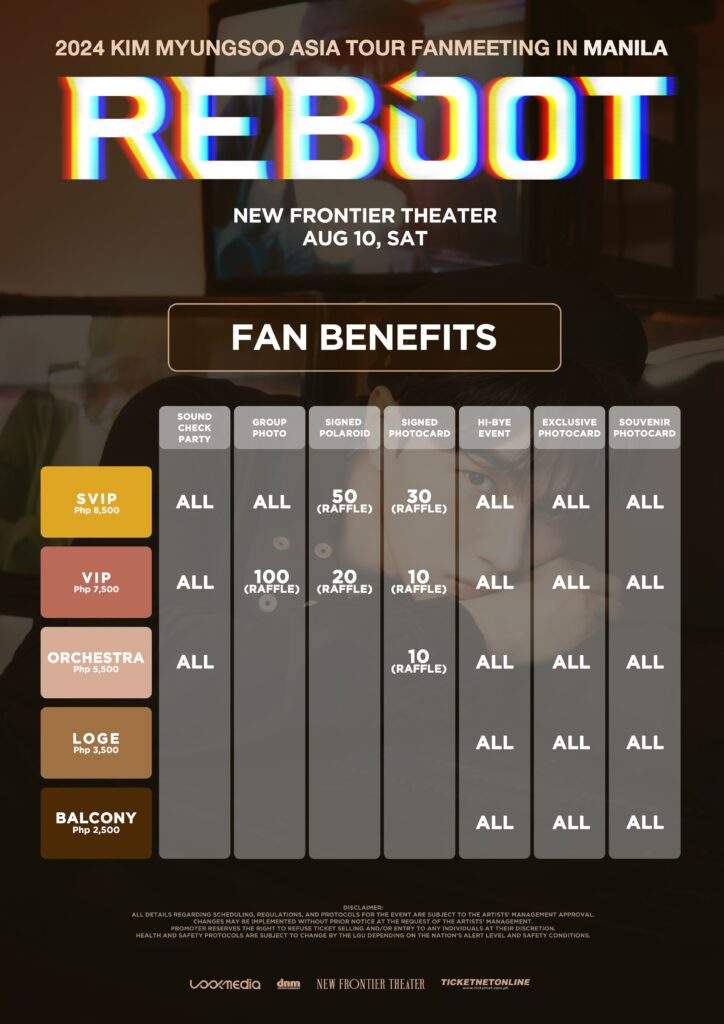 fan benefits for kim myungsoo reboot in manila 2024