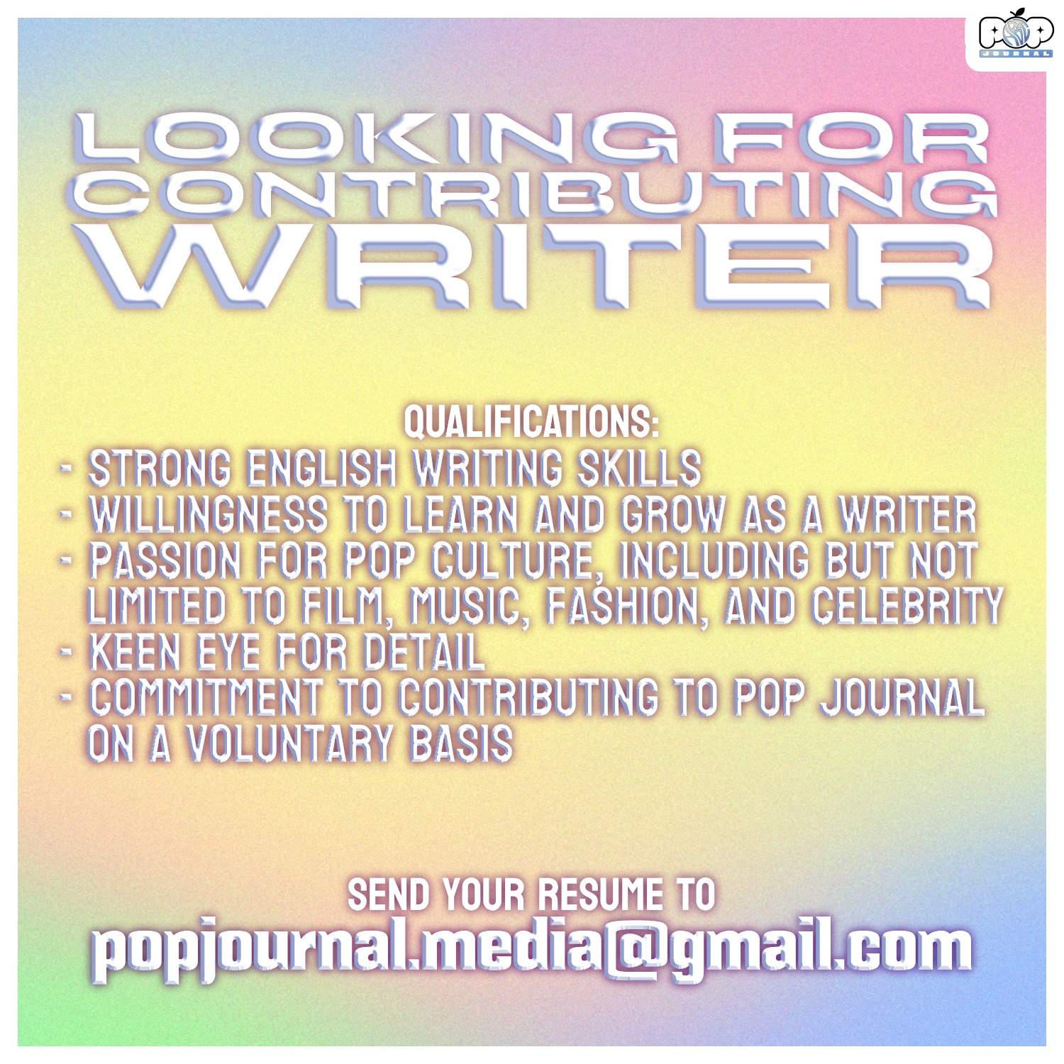 pop journal looking for contributing writer