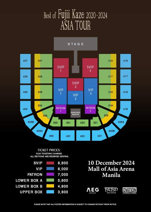 fujii kaze in manila seat plan