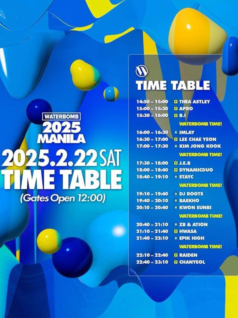 waterbomb manila 2025 day 1 time table