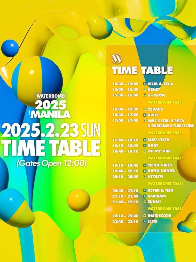 waterbomb manila 2025 day 2 time table