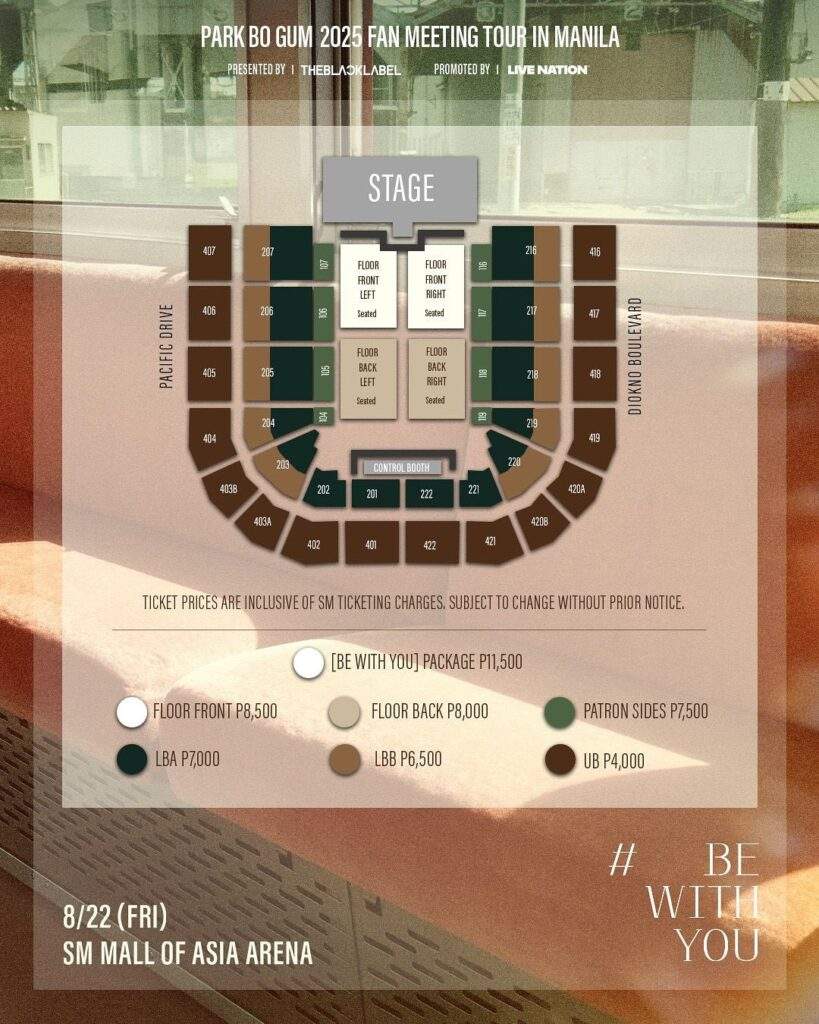 park bo gum in manila fan meeting tour seating plan