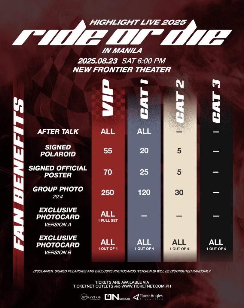 HIGHLIGHT [RIDE OR DIE] in Manila fan benefits