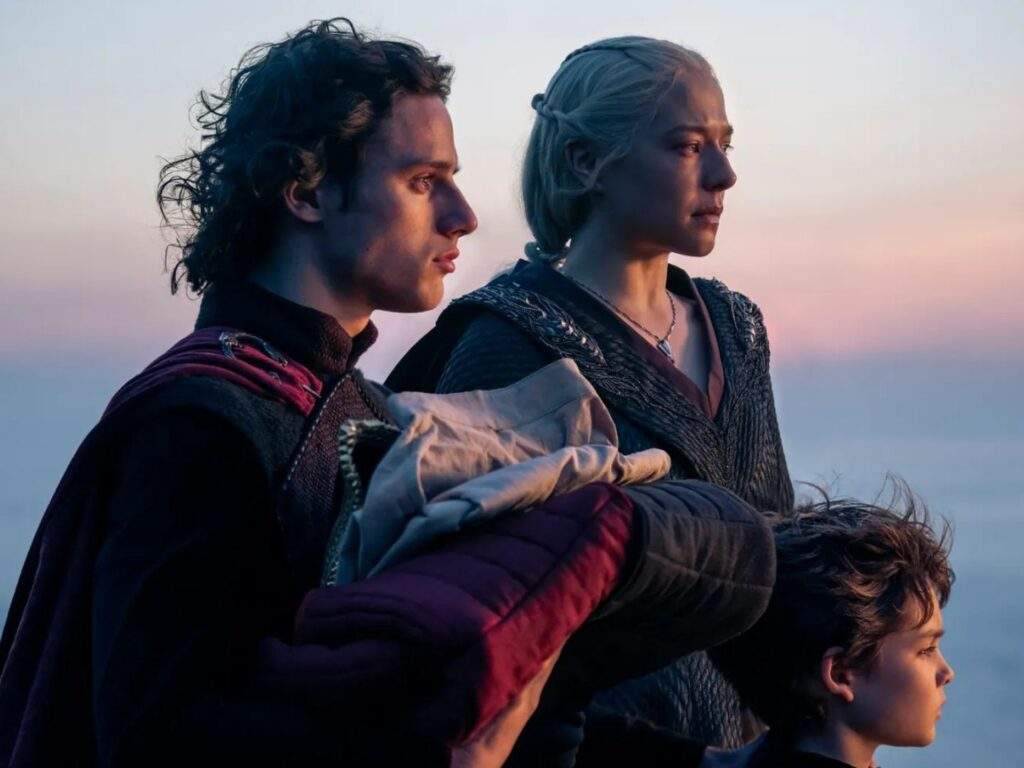 Queen Rhaenyra Targaryen with her sons, House of the Dragon on HBO Max