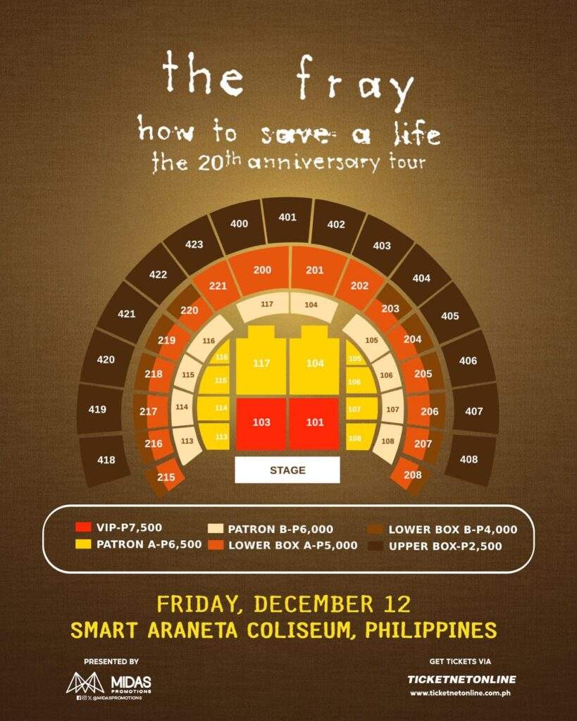 the fray and december avenue seat plan