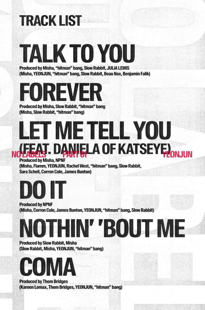 yeonjun solo debut no labels part 01 tracklist