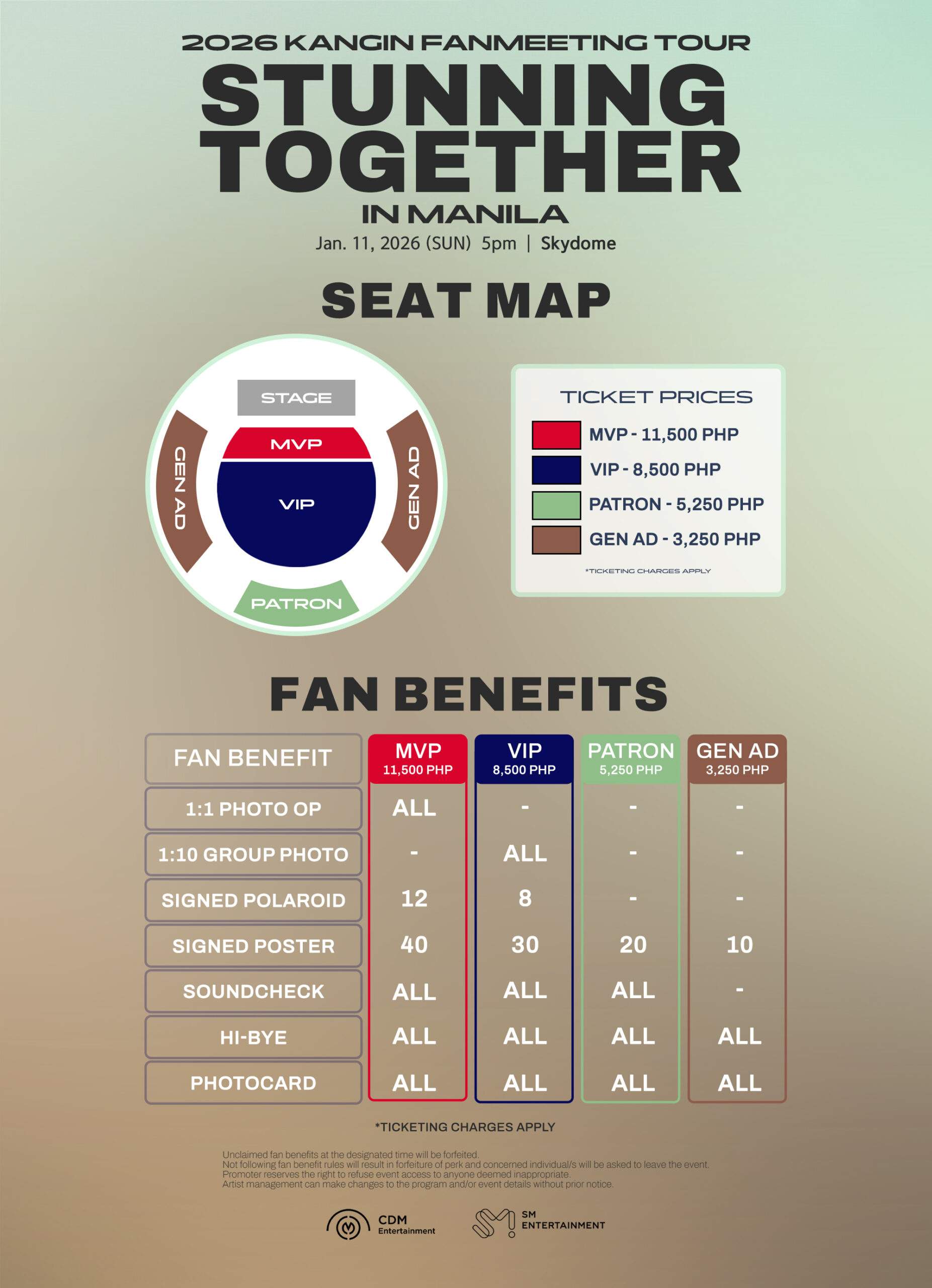 Kangin Stunning Together Fanmeeting - Seat Plan and Fan Benefits