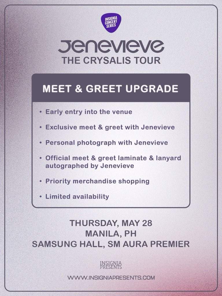 Jenevieve - The Crysalis Tour (Meet and Greet Upgrade)