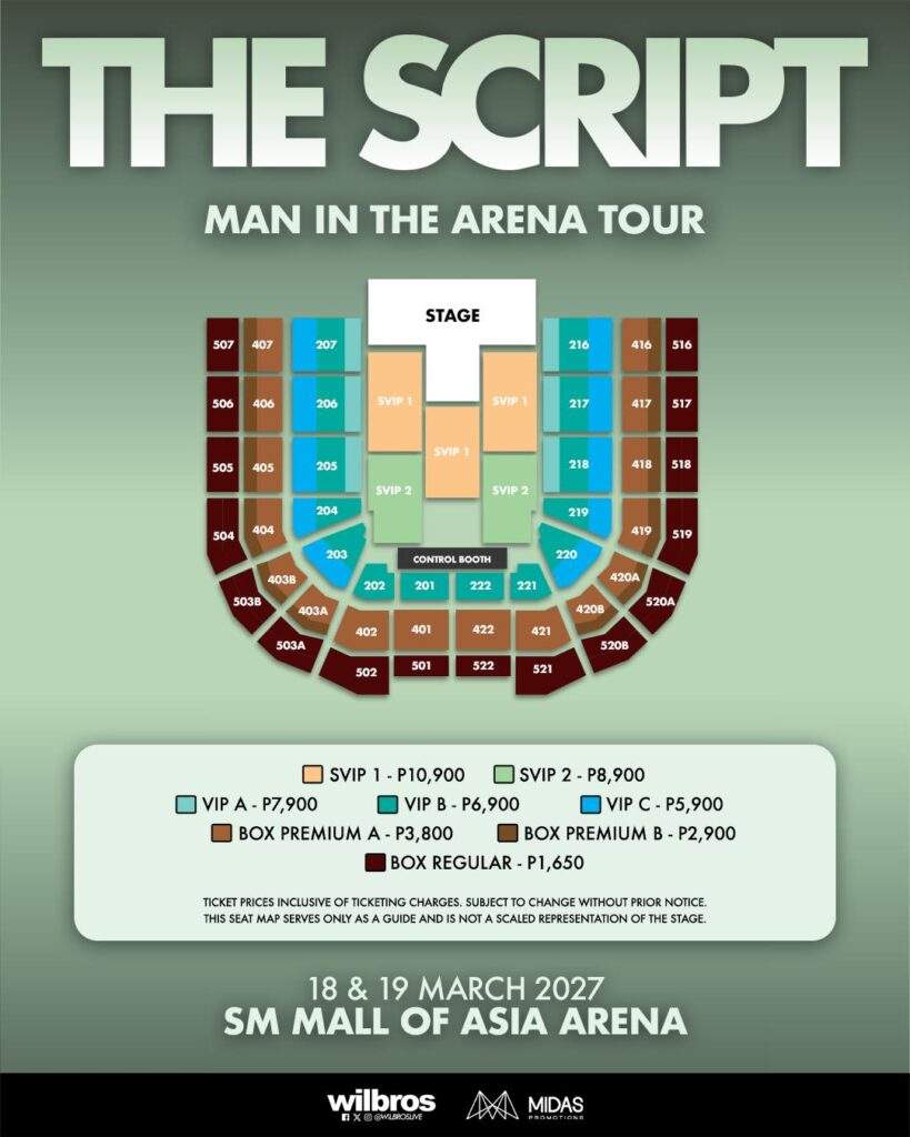 The Script - Man in the Arena Tour in Manila (Seat Plan)