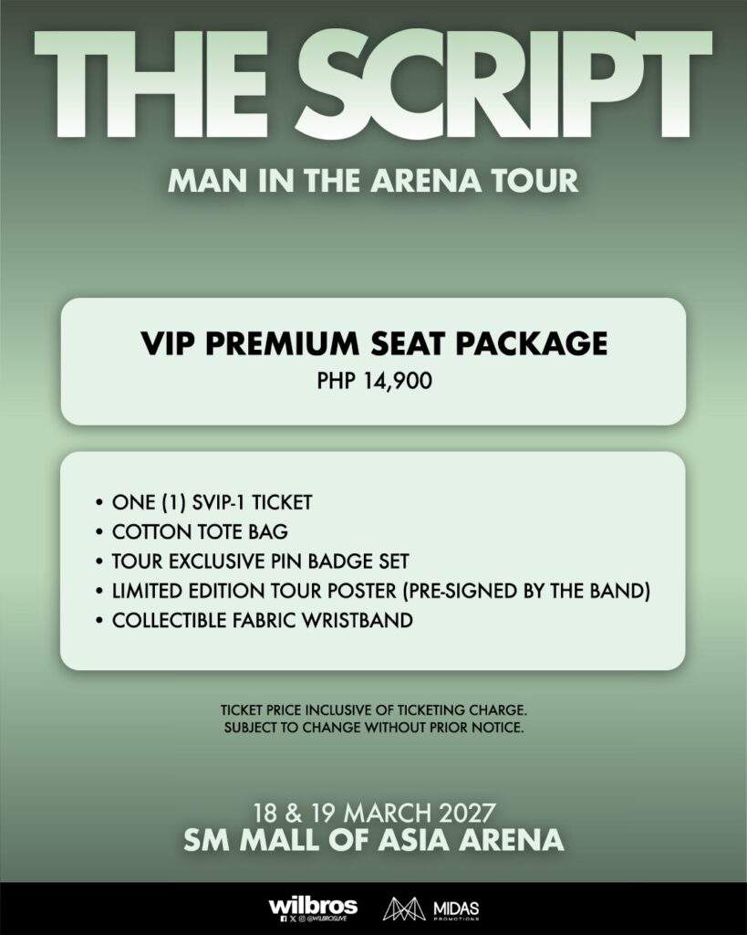 The Script - Man in the Arena Tour in Manila (VIP Package)