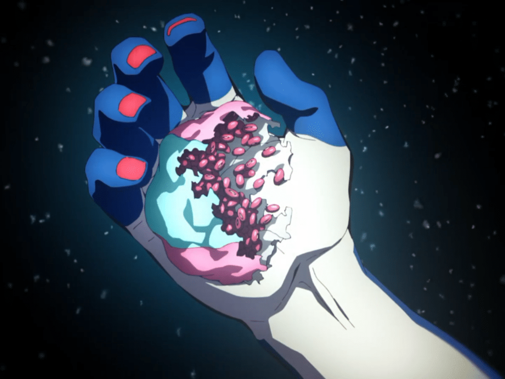 demon slayer kimetsu no yaiba the movie infinity castle akaza holding torn juggling sack